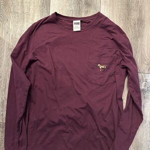 PINK Victoria's Secret Long Sleeve Pocket Tee in Deep Plum
